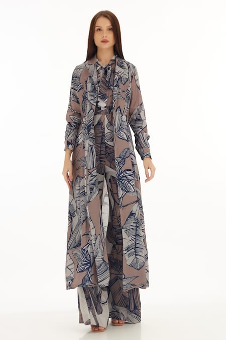 Buy_Koai_Cream Tropical Blossom Pattern Cape _Online_at_Aza_Fashions