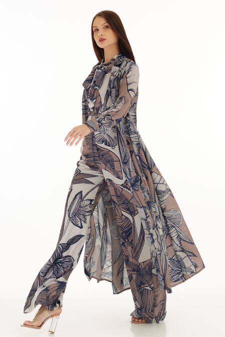 Shop_Koai_Cream Tropical Blossom Pattern Cape _Online_at_Aza_Fashions