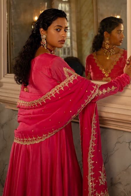 Paulmi And Harsh Cotton Silk Anarkali Pant Set 