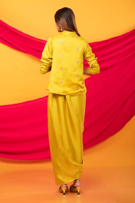 Monk & Mei By Sonia Anand Gulabo Embroidered Jacket & Dhoti Skirt Set 