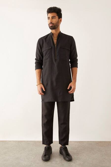 Buy Son Of A Noble Snob Black Linen Rukin Solid Shirt And Trouser Set Online at Aza Fashions Buy_Son Of A Noble Snob_Black Linen Rukin Solid Shirt And Trouser Set _Online_at_Aza_Fashions
