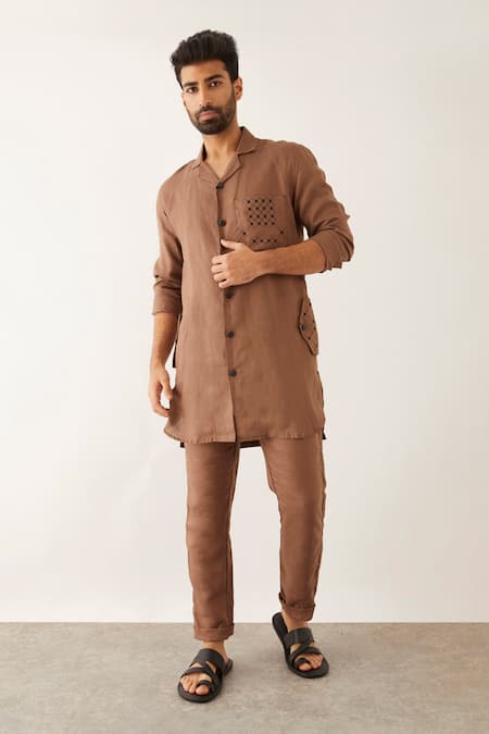 Buy KISAH Men's Kurta Indo Western Sherwani Trouser Set, Multi Silk Blend,  Woven Design Regular Fit Mandarin Collar Long Sleeves (S) at Amazon.in