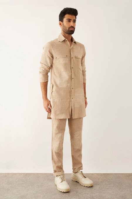 Buy Son Of A Noble Snob Beige Linen Fezzi Binary Print Kurta Set Online at Aza Fashions Buy_Son Of A Noble Snob_Beige Linen Fezzi Binary Print Kurta Set_Online_at_Aza_Fashions