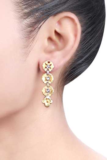 Buy Sangeeta Boochra Gold Plated Floral Motif Dangler Earrings at Aza Fashions Buy_Sangeeta Boochra_Gold Plated Floral Motif Dangler Earrings _at_Aza_Fashions