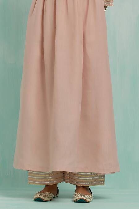 The Indian Cause Pink Cotton Gota Patti Embellished Anarkali With Palazzo Online at Aza Fashions The Indian Cause_Pink Cotton Gota Patti Embellished Anarkali With Palazzo_Online_at_Aza_Fashions