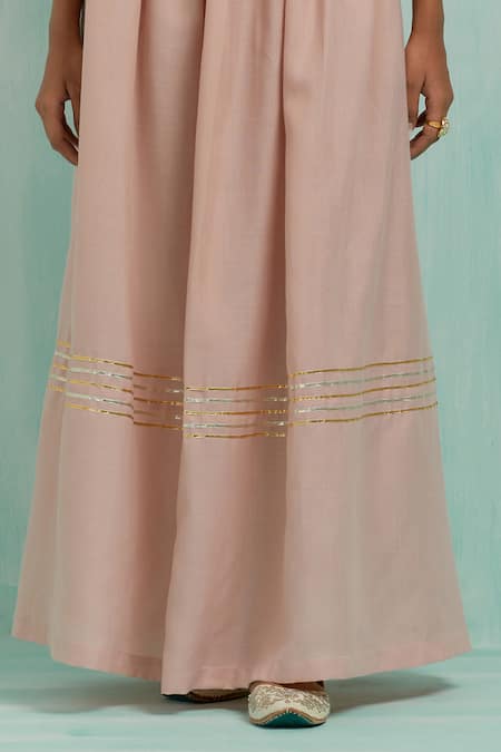Buy_The Indian Cause_Pink Cotton Gota Patti Pastel Embellished Lehenga Set 