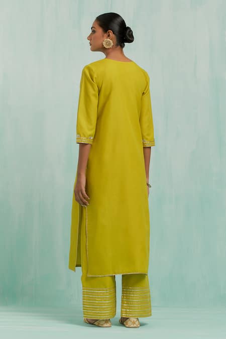 The Indian Cause Gota Haar Embroidered Neckline Kurta With Palazzo 