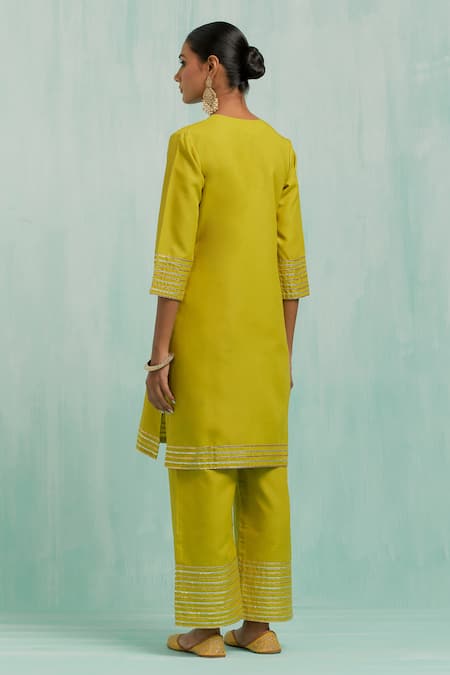 The Indian Cause Gota Embellished Straight Kurta With Palazzo 