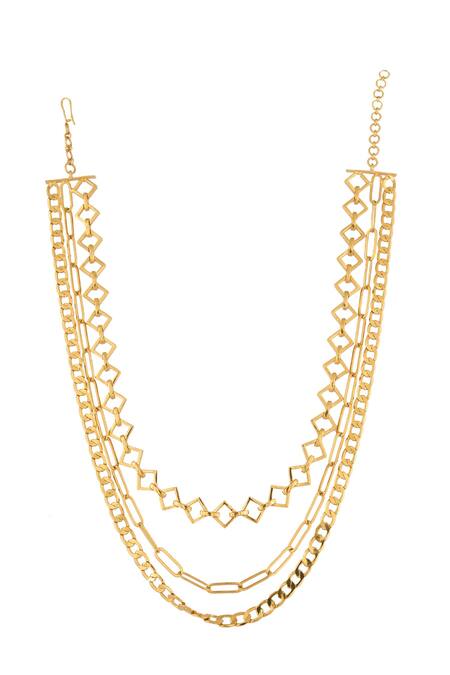 Shop Nepra By Neha Goel Gold Plated Layered Necklace at Aza Fashions Shop_Nepra By Neha Goel_Gold Plated Layered Necklace_at_Aza_Fashions