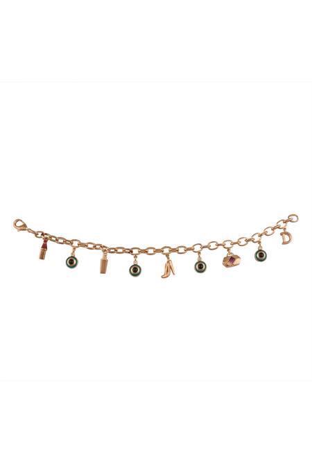 Shop Nepra By Neha Goel Gold Plated Tassels Charms Bracelet at Aza Fashions Shop_Nepra By Neha Goel_Gold Plated Tassels Charms Bracelet_at_Aza_Fashions