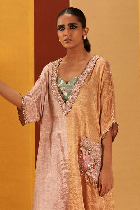 Priyanka Singh Pink Tissue, Crepe, Silk Sequins, Embroidery Sweetheart Tunic Jogger Pant Set Online at Aza Fashions Priyanka Singh_Pink Tissue, Crepe, Silk Sequins, Embroidery Sweetheart Tunic Jogger Pant Set _Online_at_Aza_Fashions