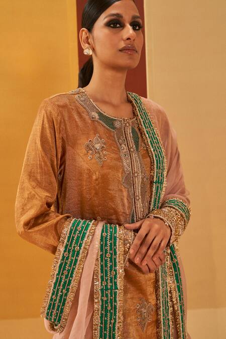 Priyanka Singh Gold Tissue, Organza Embroidery, Zari Round Neck Kurta Salwar Set Online at Aza Fashions Priyanka Singh_Gold Tissue, Organza Embroidery, Zari Round Neck Kurta Salwar Set _Online_at_Aza_Fashions