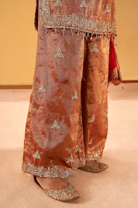 Buy Priyanka Singh Red Tissue, Organza Sequins, Beads, Zari, Embroidery Round Zardozi Kurta Set Online at Aza Fashions Buy_Priyanka Singh_Red Tissue, Organza Sequins, Beads, Zari, Embroidery Round Zardozi Kurta Set _Online_at_Aza_Fashions