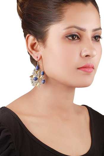 Buy Sangeeta Boochra Gold Plated Imitation Diamonds Floral Cut-out Earrings at Aza Fashions Buy_Sangeeta Boochra_Gold Plated Imitation Diamonds Floral Cut-out Earrings _at_Aza_Fashions