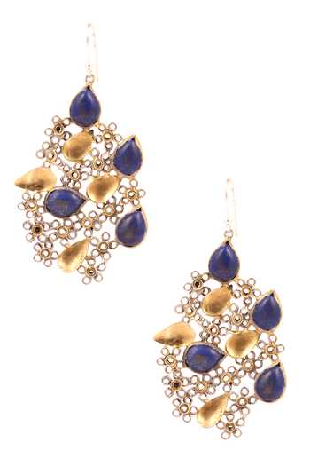Shop Sangeeta Boochra Gold Plated Imitation Diamonds Floral Cut-out Earrings at Aza Fashions Shop_Sangeeta Boochra_Gold Plated Imitation Diamonds Floral Cut-out Earrings _at_Aza_Fashions