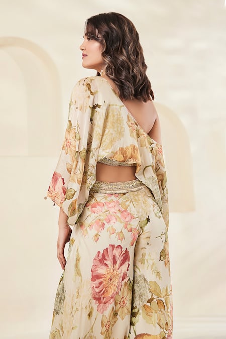 Basanti - Kapde Aur Koffee Floral Print Top With Trouser 