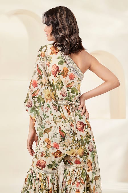 Basanti - Kapde Aur Koffee Floral Print Tunic Gharara Set 