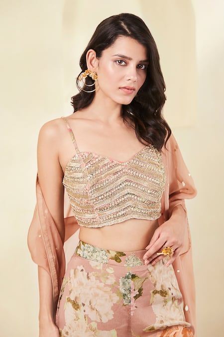 Buy Basanti - Kapde Aur Koffee Peach Silk Sequins, Cut Work Sweetheart Neck Embroidered Cape Sharara Set Online at Aza Fashions Buy_Basanti - Kapde Aur Koffee_Peach Silk Sequins, Cut Work Sweetheart Neck Embroidered Cape Sharara Set_Online_at_Aza_Fashions