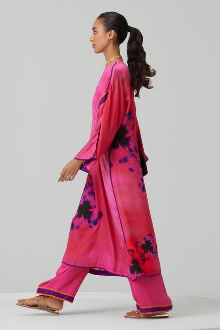 Shop_Sureena Chowdhri_Multi Color Cotton Satin Printed Abstract Straight Kurta And Pant Set _Online_at_Aza_Fashions