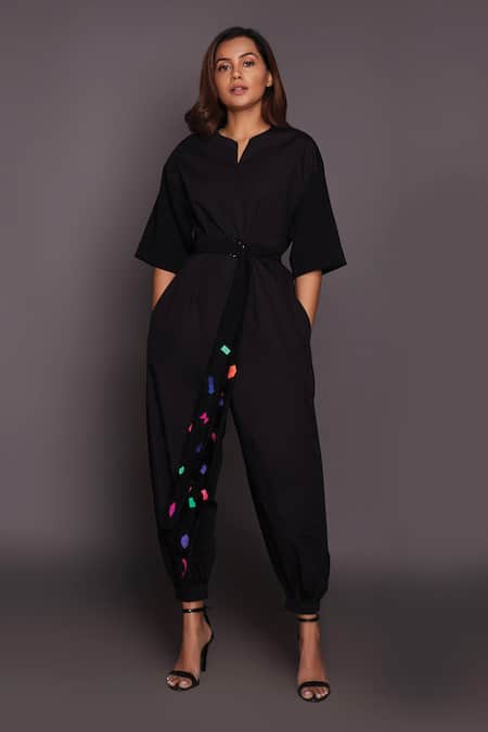 Deepika Arora Cotton Jumpsuit With Contrast Belt 