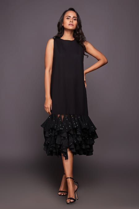 Deepika Arora Embroidered Ruffle Shift Dress 