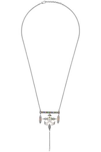 Tribe Amrapali Oxidized Silver Enamel Tassel Necklace 