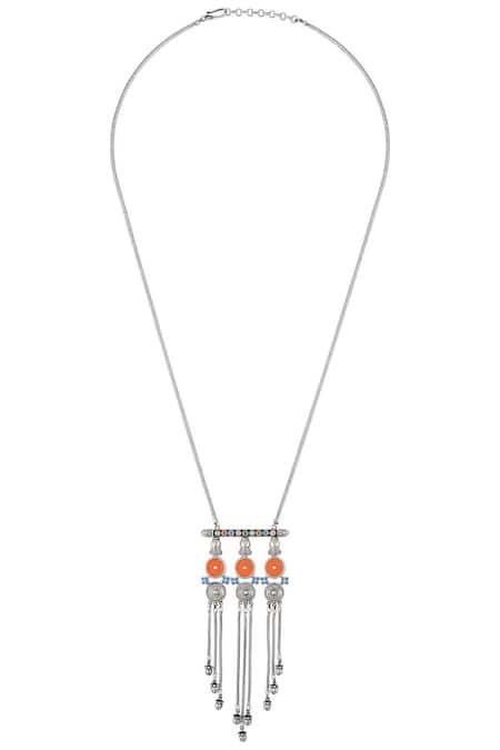 Tribe Amrapali Multi Enamel Tassel Necklace 