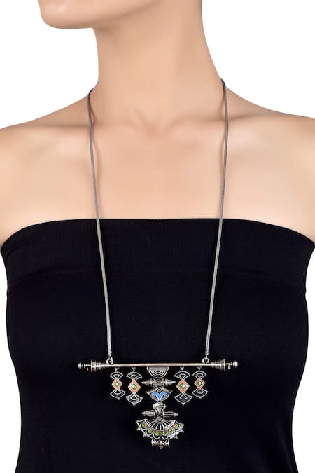 Tribe Amrapali Tribal Enamel Pendant Necklace 