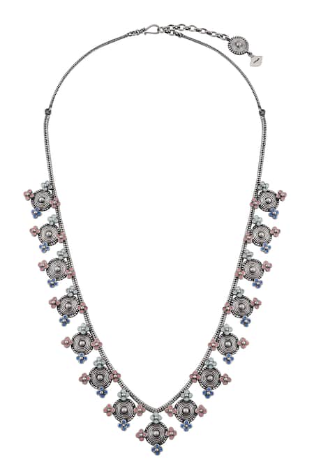 Tribe Amrapali Multi Enamel Coin Necklace 