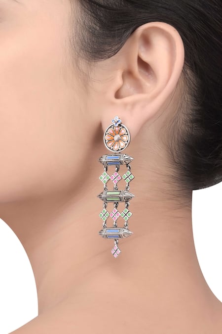Tribe Amrapali Rhombus Taveez Dangler Earrings 
