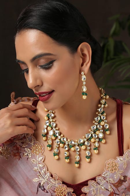 Paisley Pop Kundan Necklace Jewellery Set 