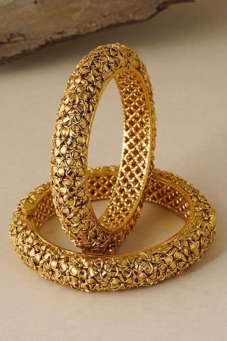 Smars Jewelry Gold Leaf Motif Bangles Set 