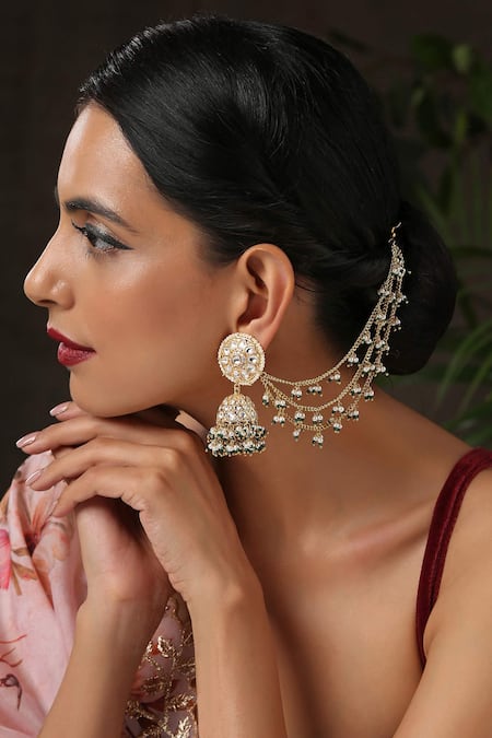 Buy Lotus Earrings with Ear Chain by RITIKA SACHDEVA at Ogaan Online  Shopping Site