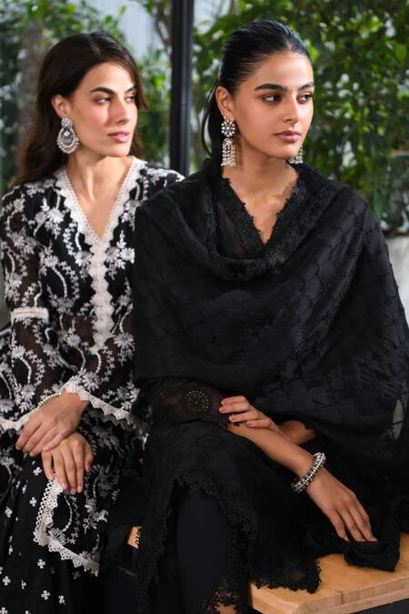 Shop Mulmul Black 100% Pure Mulmul Embroidery Eyelet Nelli Kurta And Dhoti Pant Set Online at Aza Fashions Shop_Mulmul_Black 100% Pure Mulmul Embroidery Eyelet Nelli Kurta And Dhoti Pant Set _Online_at_Aza_Fashions