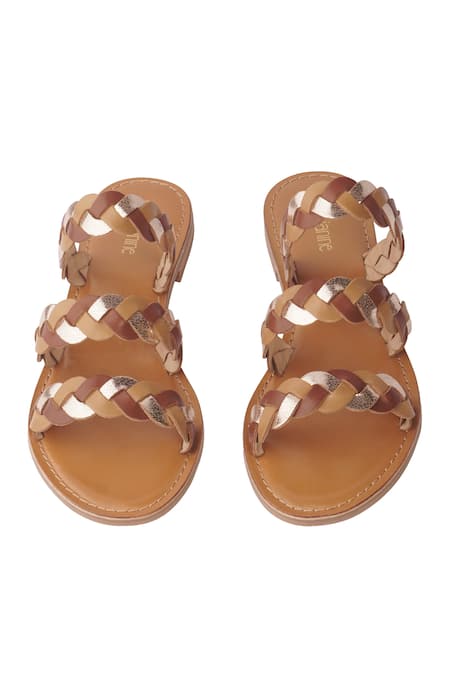 Shop_Nine By Janine_Brown Braided Details Ella Multi Strap Flats _at_Aza_Fashions