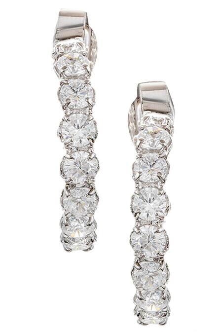 Shop_Tsara_Silver Plated Crystal Hoops_at_Aza_Fashions