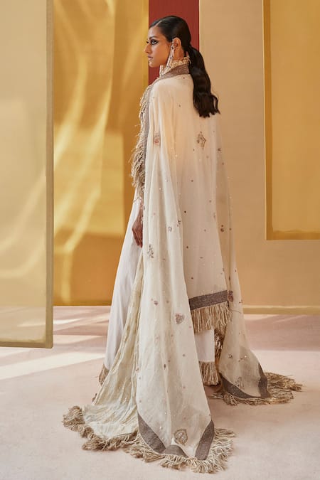 Buy Priyanka Singh Ivory Cotton Sequins, Zari Round Neck Zardozi And Jute Embroidered Pheran Set Online at Aza Fashions Buy_Priyanka Singh_Ivory Cotton Sequins, Zari Round Neck Zardozi And Jute Embroidered Pheran Set _Online_at_Aza_Fashions