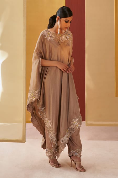 Priyanka Singh Resham Embroidered Kaftan Poncho With Salwar 