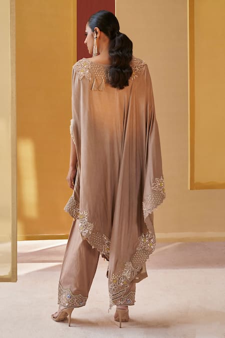 Priyanka Singh Resham Embroidered Kaftan Poncho With Salwar 