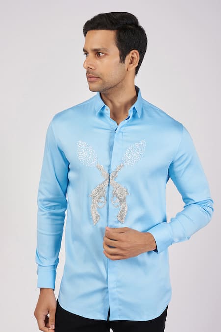 Sanjana reddy Designs Sparkled Gun Embroidered Shirt 