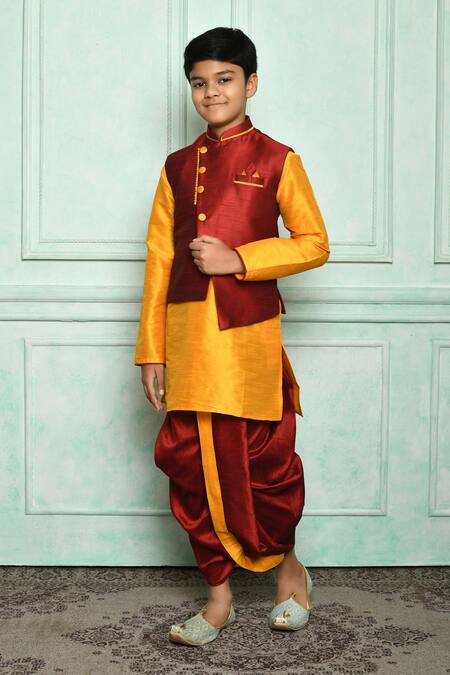 Red silk sale blend nehru jacket