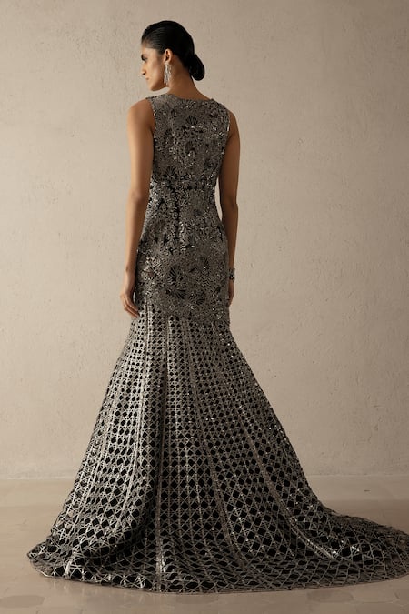 Varun Nidhika Palm-Bunai Embroidered Gown 