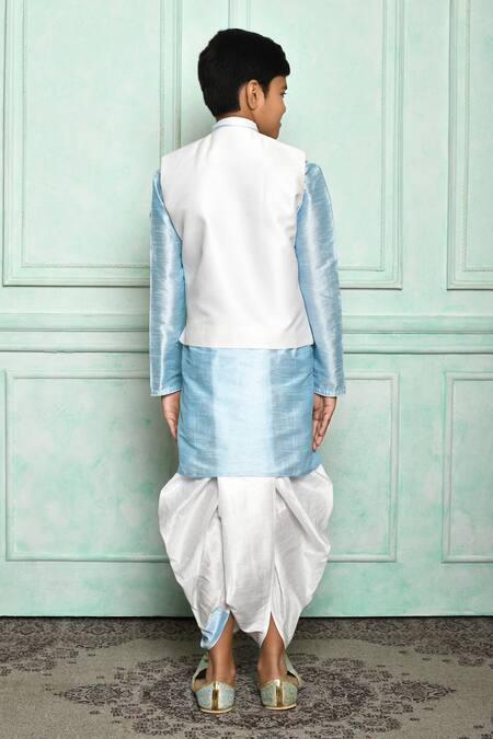 Shop Adara Khan Cream Silk Blend Solid Overlap Nehru Jacket at Aza Fashions Shop_Adara Khan_Cream Silk Blend Solid Overlap Nehru Jacket _at_Aza_Fashions