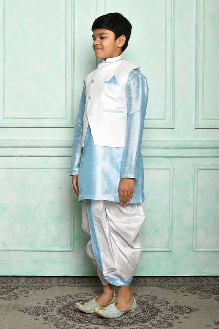 Shop Adara Khan Cream Silk Blend Solid Overlap Nehru Jacket Online at Aza Fashions Shop_Adara Khan_Cream Silk Blend Solid Overlap Nehru Jacket _Online_at_Aza_Fashions