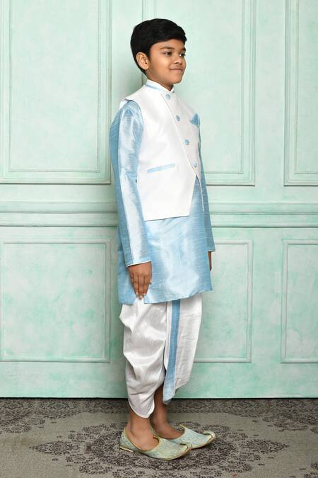 Adara Khan Cream Silk Blend Solid Overlap Nehru Jacket at Aza Fashions Adara Khan_Cream Silk Blend Solid Overlap Nehru Jacket _at_Aza_Fashions