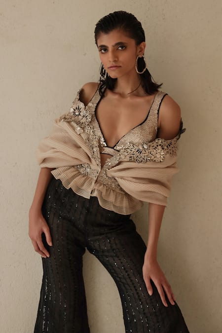 Varun Nidhika Titli Cape & Bell Bottom Pant Set 