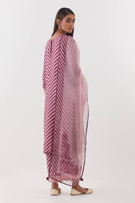 Shop Amisha Kothari Pink Cotton, Organza, Embroidery, Cut Candy Stripe Pattern Kurta Set at Aza Fashions Shop_Amisha Kothari_Pink Cotton, Organza, Embroidery, Cut Candy Stripe Pattern Kurta Set _at_Aza_Fashions