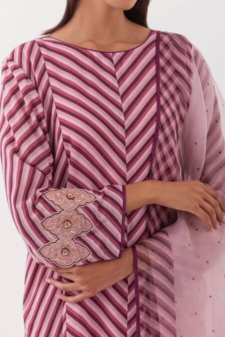Buy Amisha Kothari Pink Cotton, Organza, Embroidery, Cut Candy Stripe Pattern Kurta Set Online at Aza Fashions Buy_Amisha Kothari_Pink Cotton, Organza, Embroidery, Cut Candy Stripe Pattern Kurta Set _Online_at_Aza_Fashions