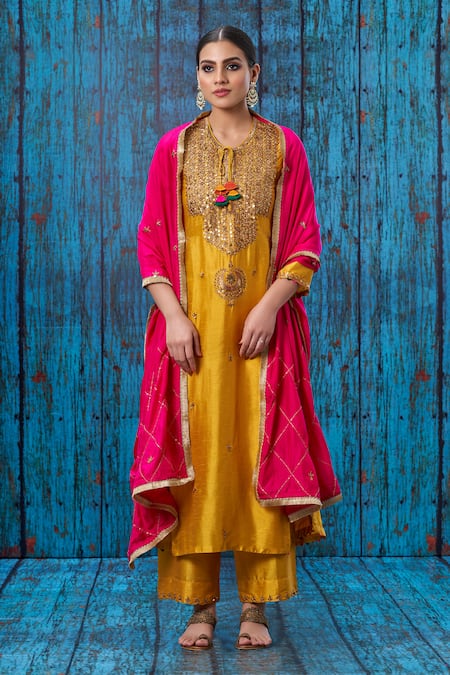 Label Niti Bothra Silk Kurta And Palazzo Set 