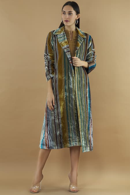 Yavi Silk Velvet Striped Jacket 